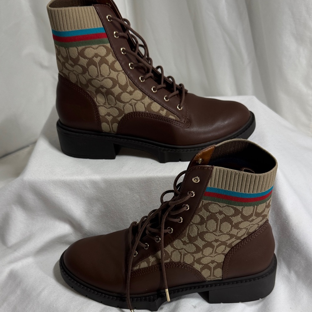 Coach Brown and Tan Ankle Boots